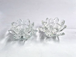 זוג פמוט לוטוס קריסטל שקוף