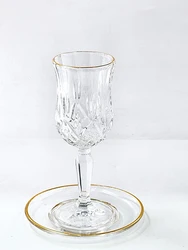 כוס קידוש זכוכית פס זהב