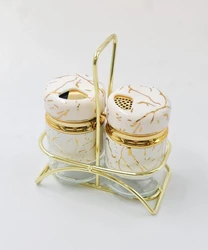 מלח פלפל משויש לבן זהב